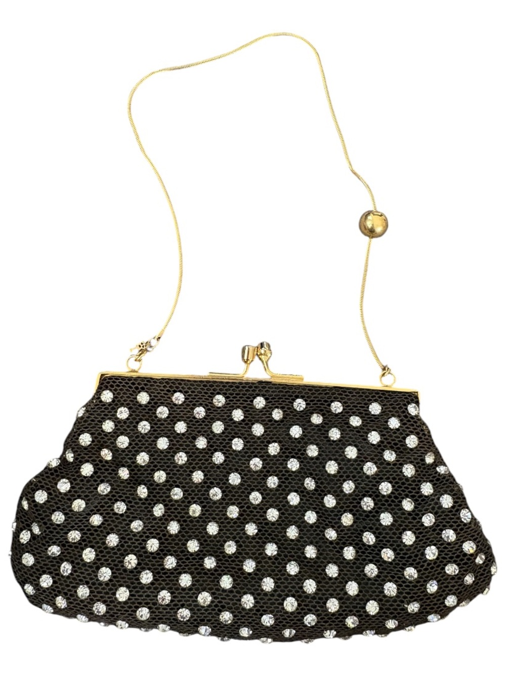 Vintage La Regale Rhinestone Polka Dot Evening Clutch / new condition